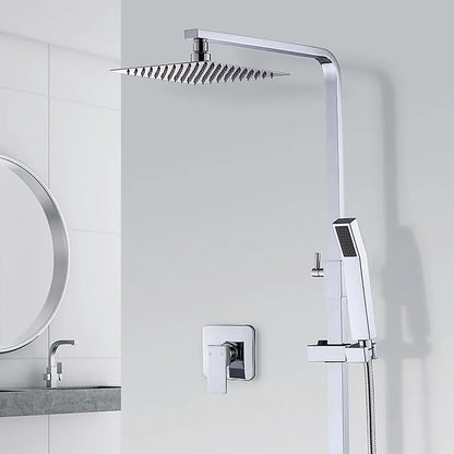 WELS 8" Rain Shower Head Set Square Dual Heads Faucet High Pressure With Mixer - Image 2