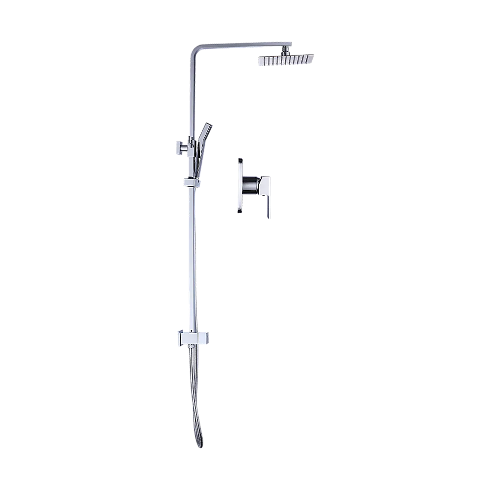 WELS 8" Rain Shower Head Set Square Dual Heads Faucet High Pressure With Mixer - Image 4