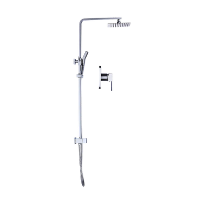 WELS 8" Rain Shower Head Set Square Dual Heads Faucet High Pressure With Mixer - Image 4