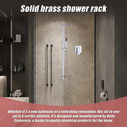 WELS 8" Rain Shower Head Set Square Dual Heads Faucet High Pressure With Mixer - Image 5
