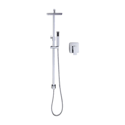 WELS 8" Rain Shower Head Set Square Dual Heads Faucet High Pressure With Mixer - Image 7