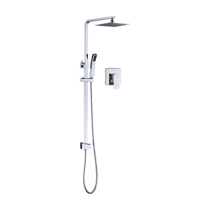 WELS 8" Rain Shower Head Set Square Dual Heads Faucet High Pressure With Mixer - Image 9