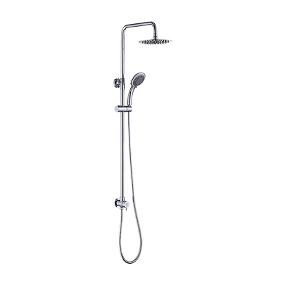 WELS 8" Rain Shower Head Set Rounded Dual Heads Faucet High Pressure Hand Held