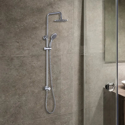 WELS 8" Rain Shower Head Set Rounded Dual Heads Faucet High Pressure Hand Held - Image 2