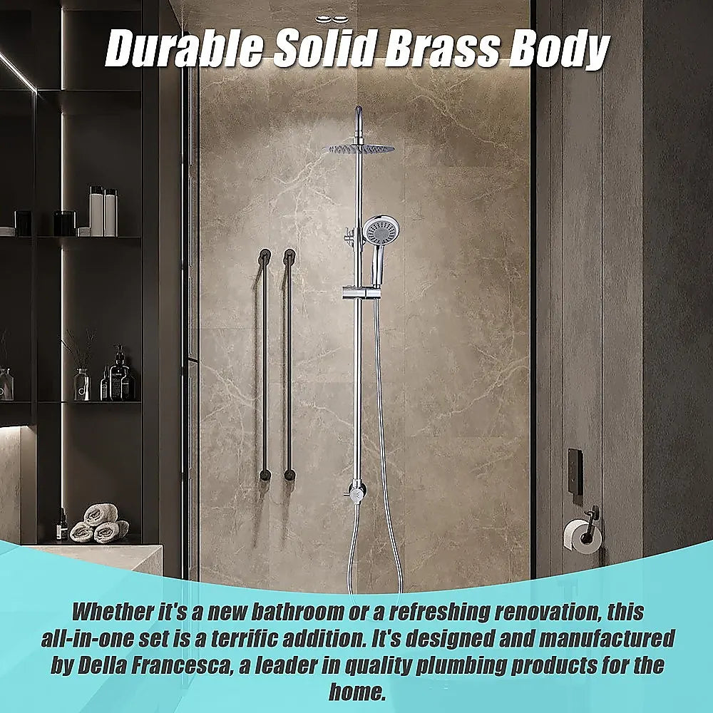 WELS 8" Rain Shower Head Set Rounded Dual Heads Faucet High Pressure Hand Held - Image 6