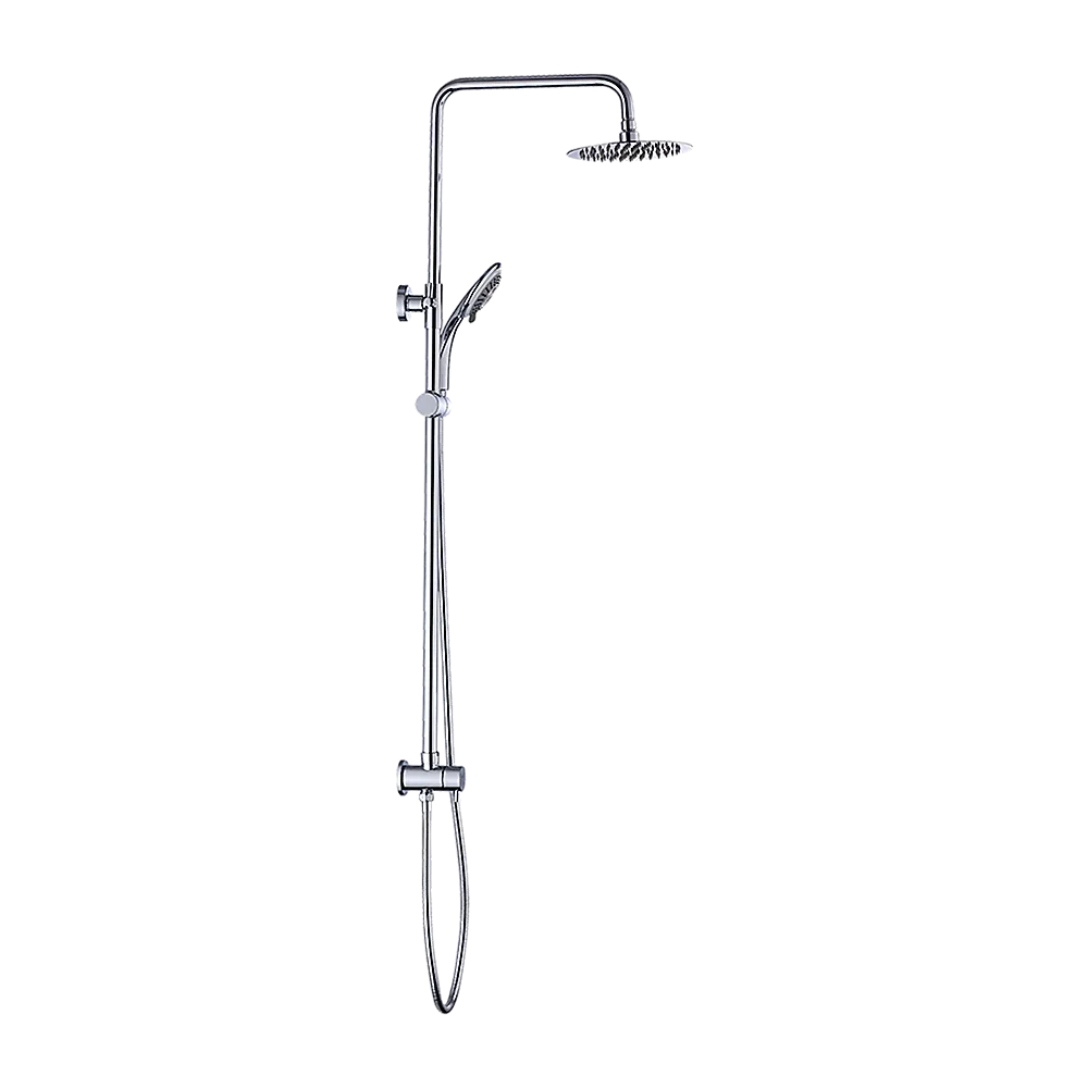 WELS 8" Rain Shower Head Set Rounded Dual Heads Faucet High Pressure Hand Held - Image 5