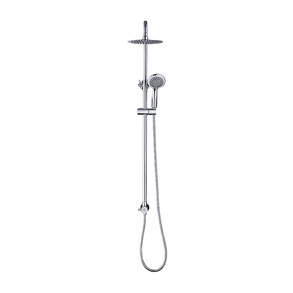 WELS 8" Rain Shower Head Set Rounded Dual Heads Faucet High Pressure Hand Held - Image 7
