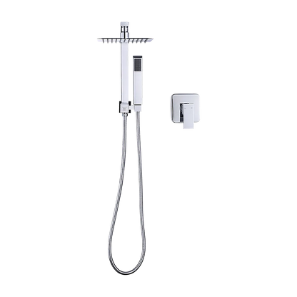 WELS 8" Rain Shower Head Set Square Dual Heads Faucet High Pressure With Mixer - Image 9