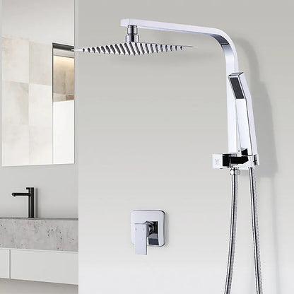 WELS 8" Rain Shower Head Set Square Dual Heads Faucet High Pressure With Mixer - Image 2