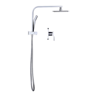 WELS 8" Rain Shower Head Set Square Dual Heads Faucet High Pressure With Mixer - Image 7