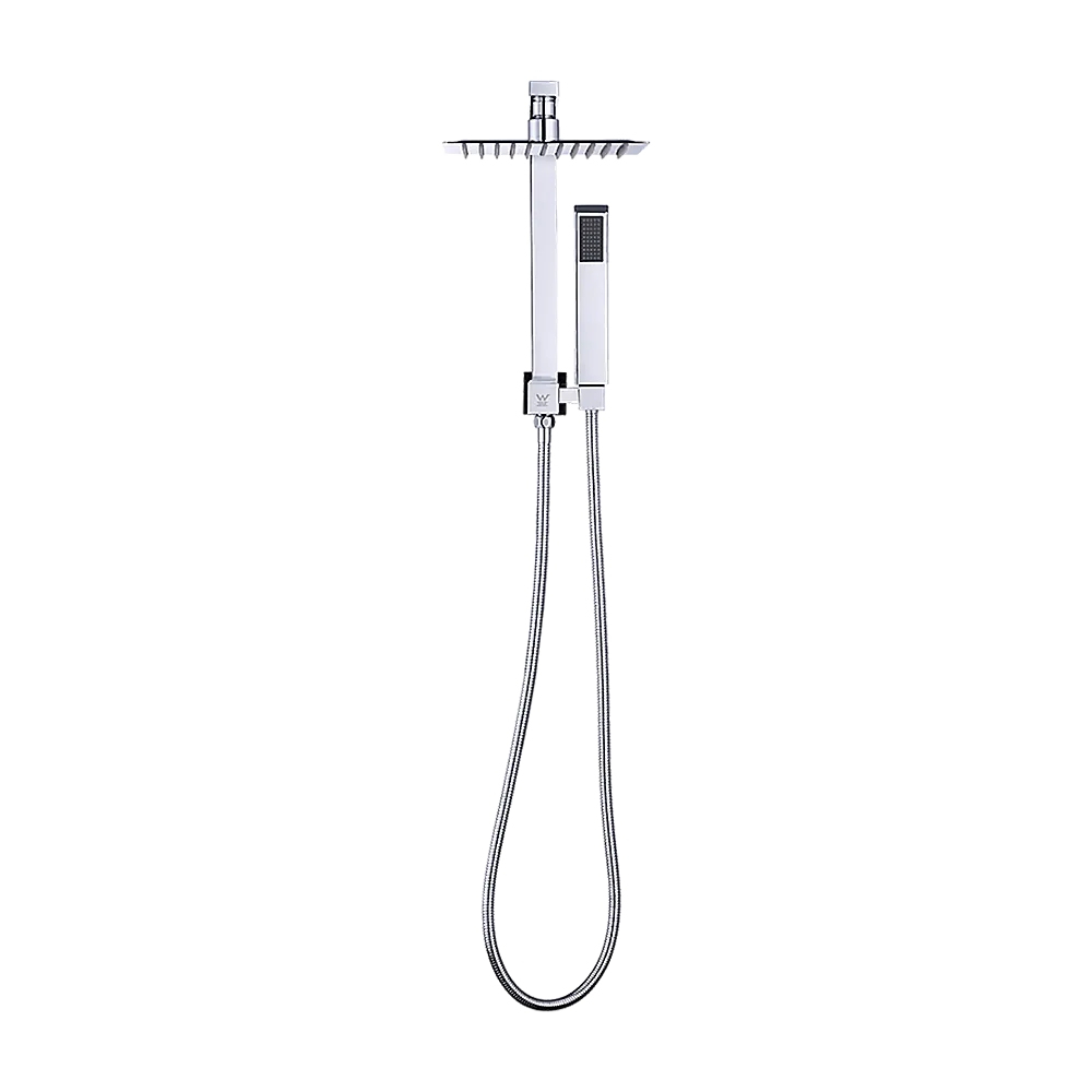 WELS 8" Rain Shower Head Set Square Dual Heads Faucet High Pressure Hand Held - Image 7