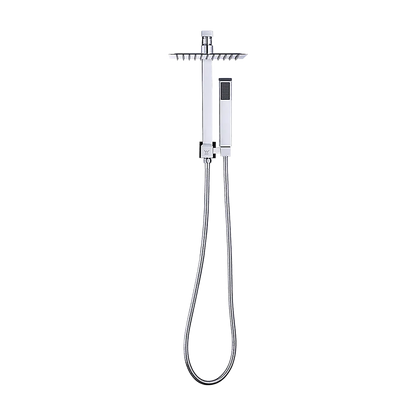 WELS 8" Rain Shower Head Set Square Dual Heads Faucet High Pressure Hand Held - Image 7