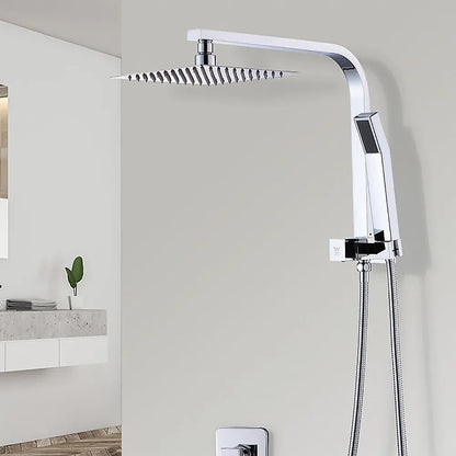 WELS 8" Rain Shower Head Set Square Dual Heads Faucet High Pressure Hand Held - Image 2