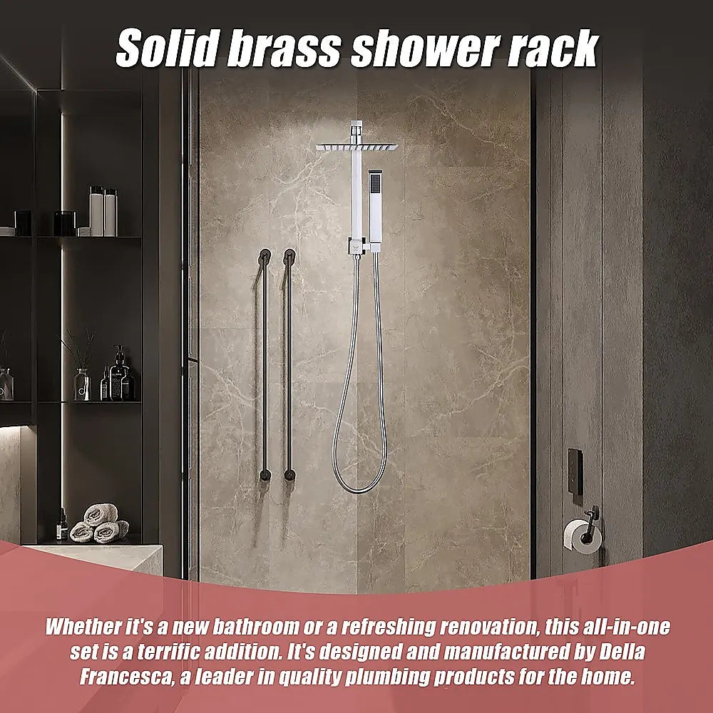 WELS 8" Rain Shower Head Set Square Dual Heads Faucet High Pressure Hand Held - Image 5