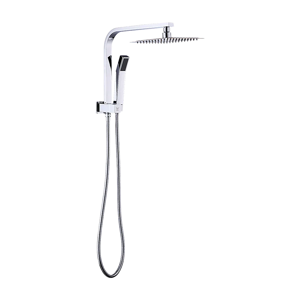 WELS 8" Rain Shower Head Set Square Dual Heads Faucet High Pressure Hand Held - Image 4