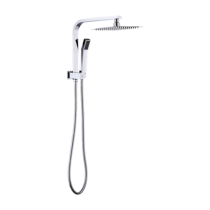 WELS 8" Rain Shower Head Set Square Dual Heads Faucet High Pressure Hand Held - Image 4