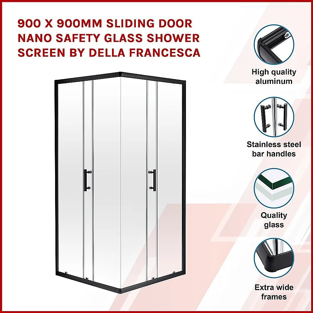 900 x 900mm Sliding Door Nano Safety Glass Shower Screen By Della Francesca - Image 3