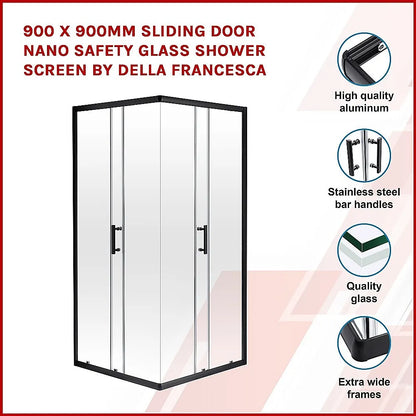 900 x 900mm Sliding Door Nano Safety Glass Shower Screen By Della Francesca - Image 3