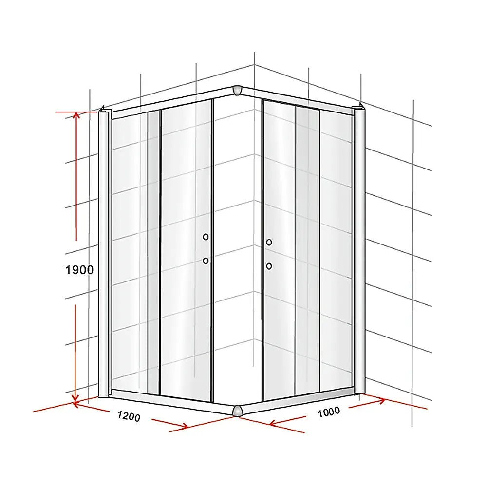 1200 x 1000mm Sliding Door Nano Safety Glass Shower Screen By Della Francesca - Image 7