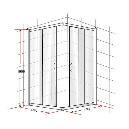 1200 x 1000mm Sliding Door Nano Safety Glass Shower Screen By Della Francesca - Image 7