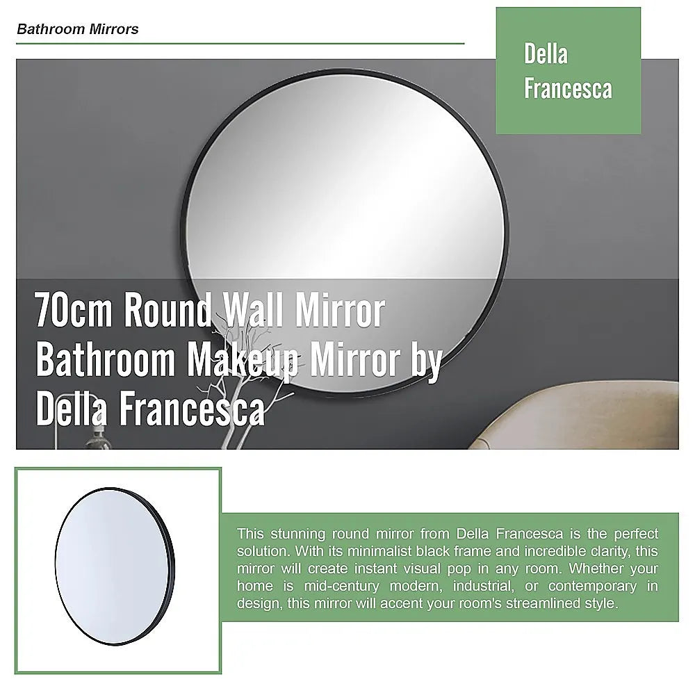 70cm Round Wall Mirror Bathroom Makeup Mirror by Della Francesca - Image 9