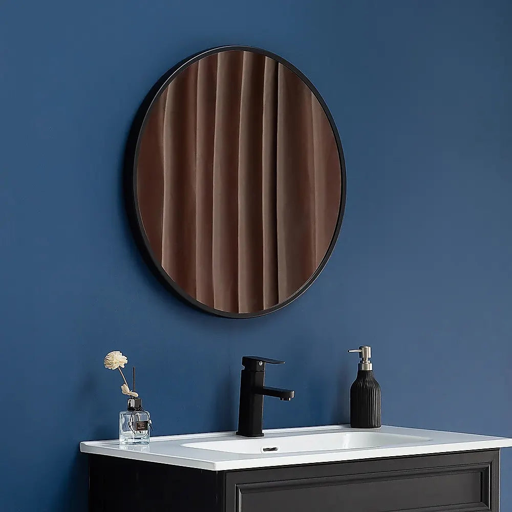 80cm Round Wall Mirror Bathroom Makeup Mirror by Della Francesca - Image 2