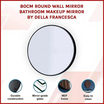 80cm Round Wall Mirror Bathroom Makeup Mirror by Della Francesca - Image 3