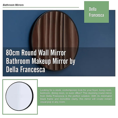80cm Round Wall Mirror Bathroom Makeup Mirror by Della Francesca - Image 8