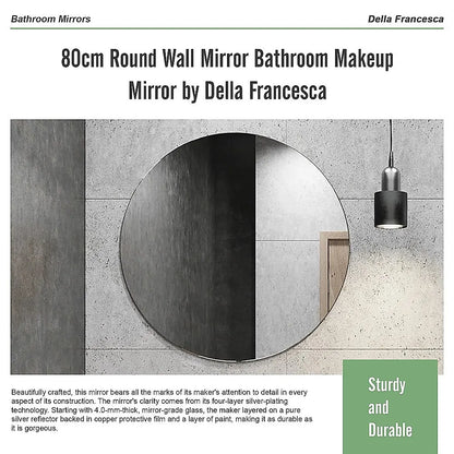 80cm Round Wall Mirror Bathroom Makeup Mirror by Della Francesca - Image 9