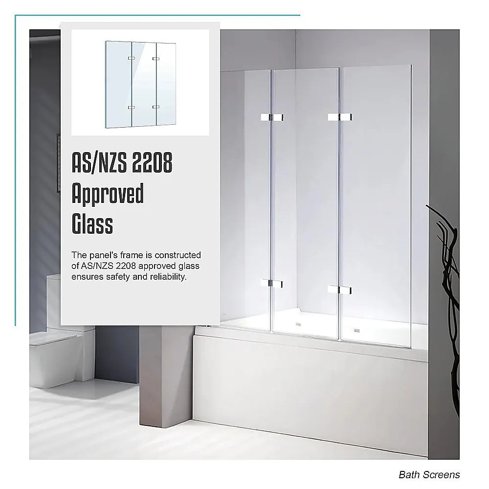 3 Fold Chrome Folding Bath Shower Screen Door Panel 1300mm x 1400mm - Image 8