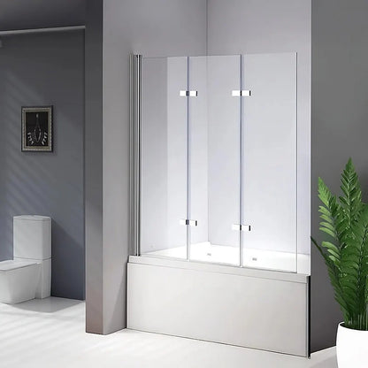 3 Fold Chrome Folding Bath Shower Screen Door Panel 1300mm x 1400mm - Image 2