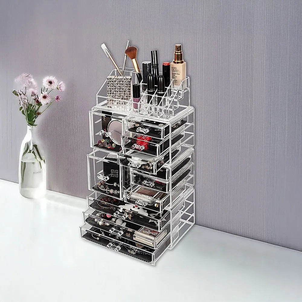 11 Drawers Clear Acrylic Tower Organiser Cosmetic jewellery Luxury Storage Cabinet - Image 2