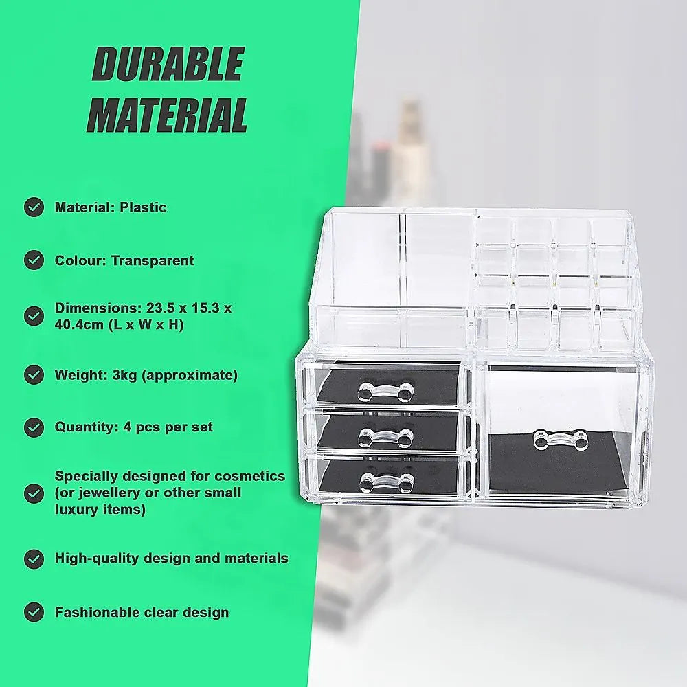 11 Drawers Clear Acrylic Tower Organiser Cosmetic jewellery Luxury Storage Cabinet - Image 4