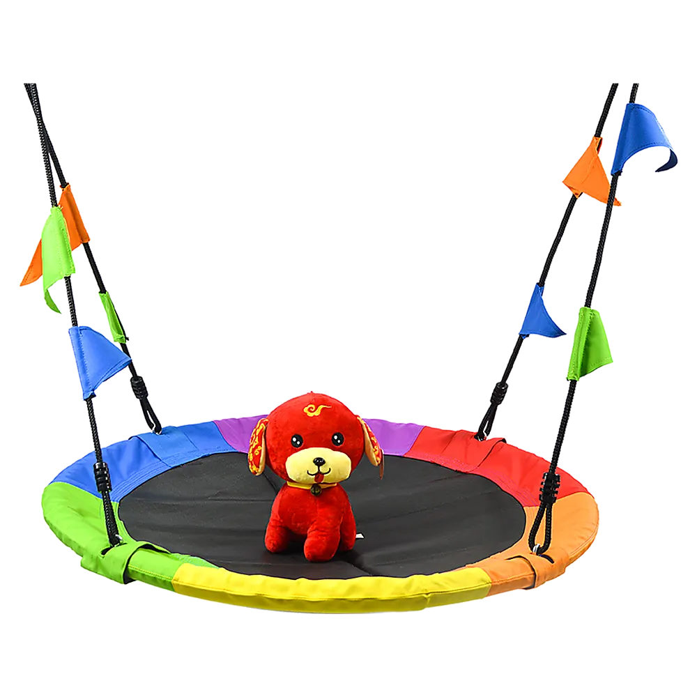 1m Tree Swing in Multi-Color Rainbow Kids Indoor/Outdoor Round Mat Saucer Swing - Image 5
