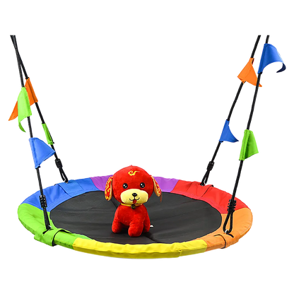 1m Tree Swing in Multi-Color Rainbow Kids Indoor/Outdoor Round Mat Saucer Swing - Image 5