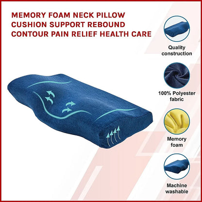 Memory Foam Neck Pillow Cushion Support Rebound Contour Pain Relief Health Care - Image 3