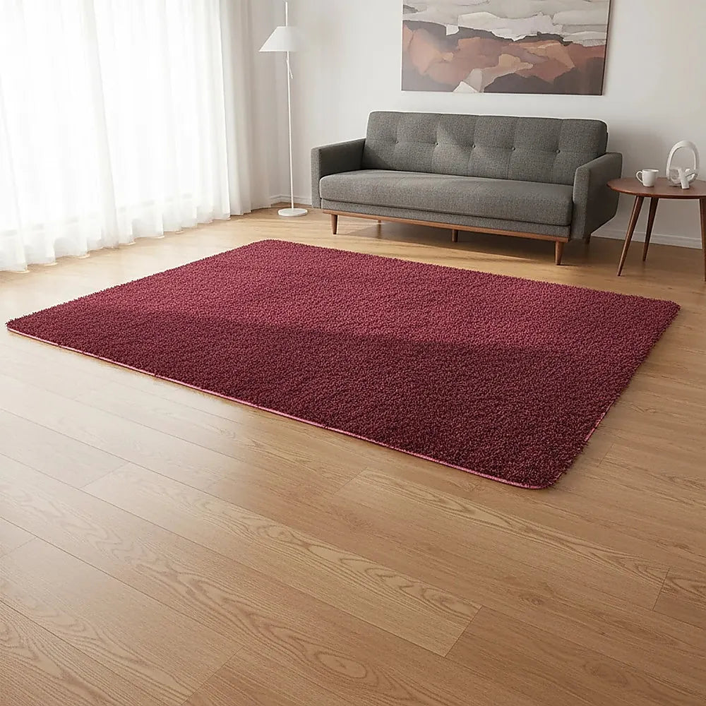 230x200cm Floor Rugs Large Shaggy Rug Area Carpet Bedroom Living Room Mat - Burgundy - Image 2