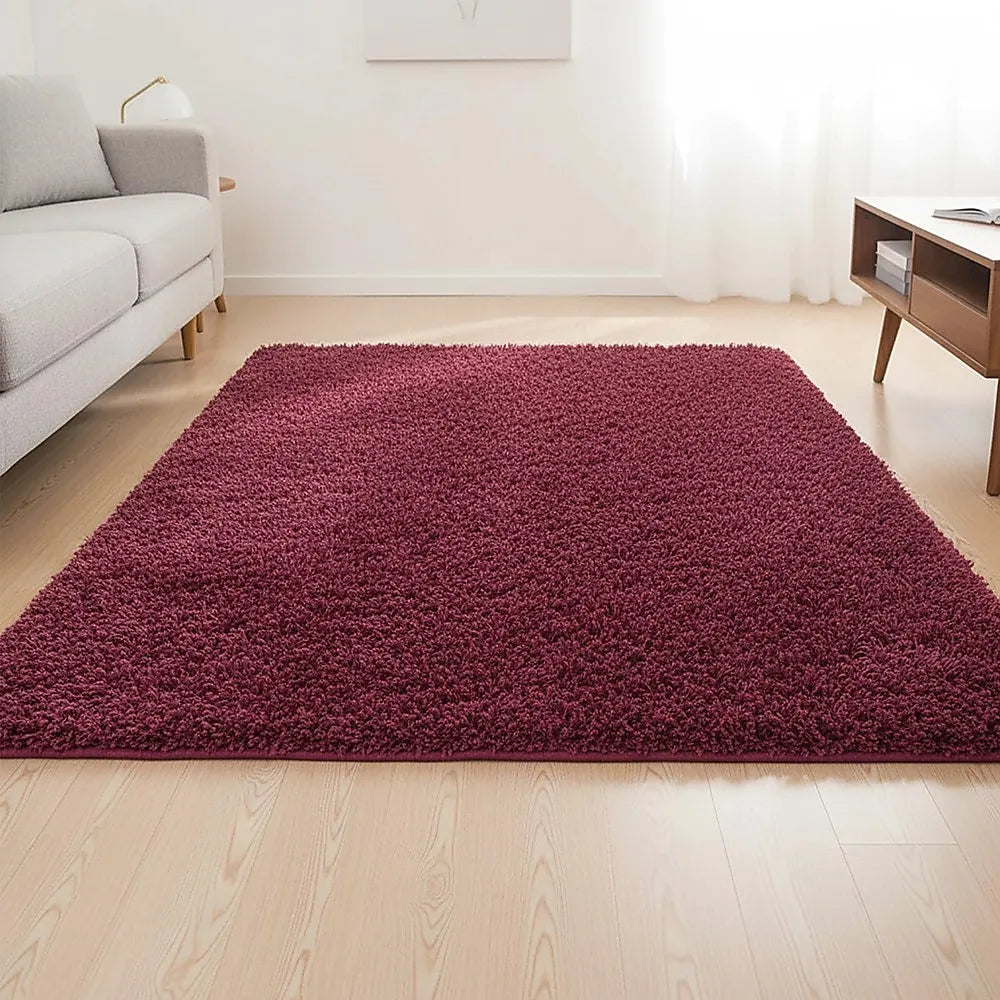 230x200cm Floor Rugs Large Shaggy Rug Area Carpet Bedroom Living Room Mat - Burgundy - Image 5