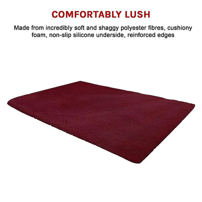 230x200cm Floor Rugs Large Shaggy Rug Area Carpet Bedroom Living Room Mat - Burgundy - Image 9