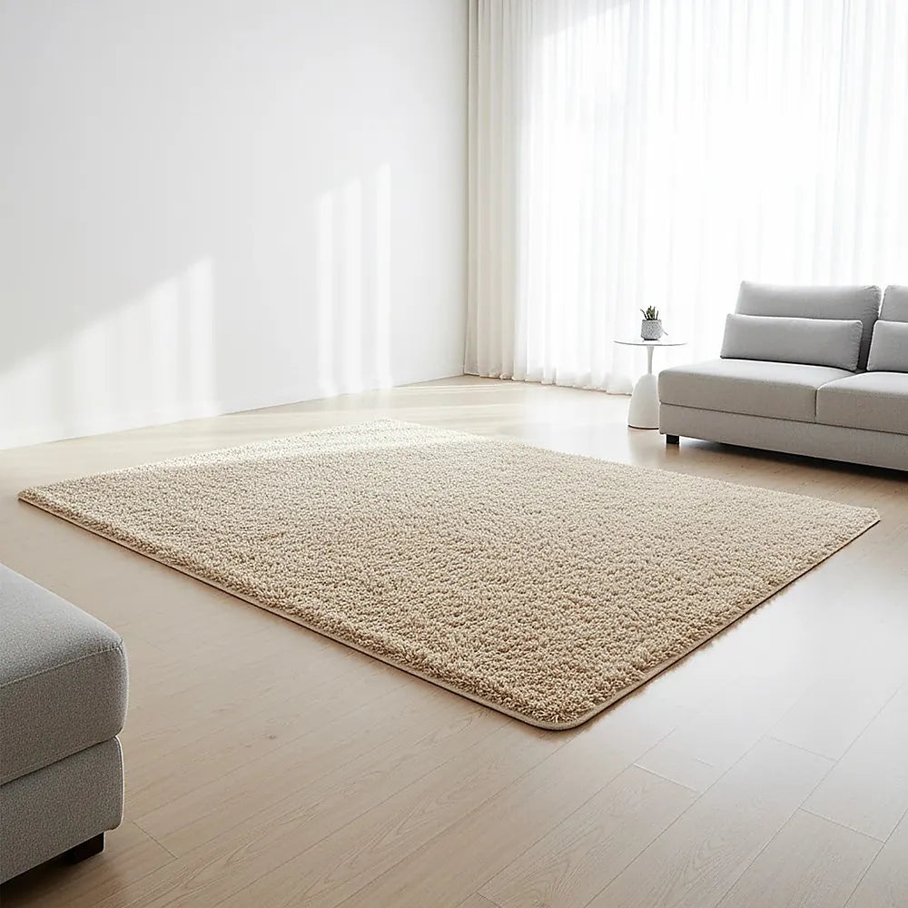 200x140cm Floor Rugs Large Shaggy Rug Area Carpet Bedroom Living Room Mat - Beige - Image 2