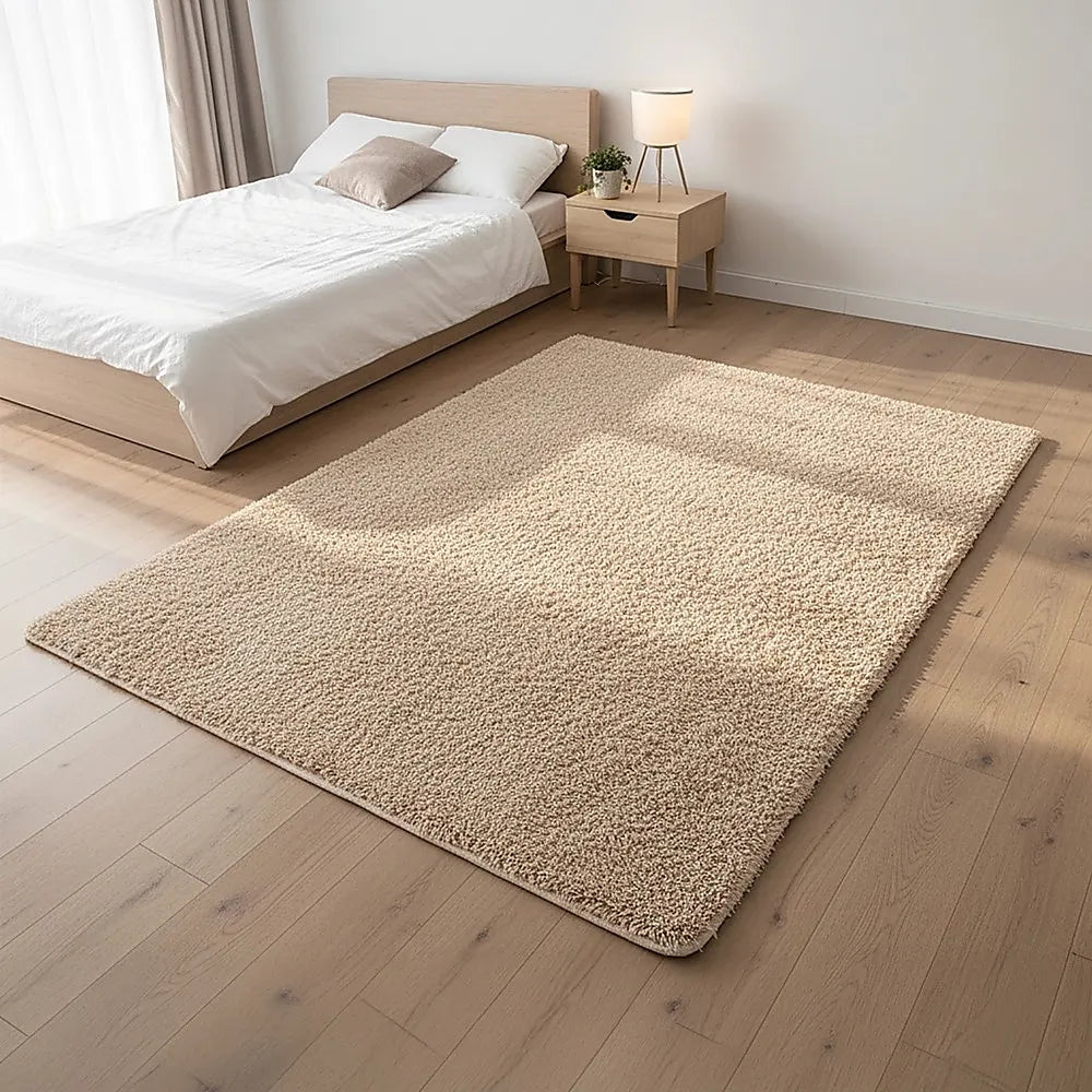 200x140cm Floor Rugs Large Shaggy Rug Area Carpet Bedroom Living Room Mat - Beige - Image 7