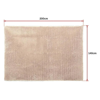 200x140cm Floor Rugs Large Shaggy Rug Area Carpet Bedroom Living Room Mat - Beige - Image 9