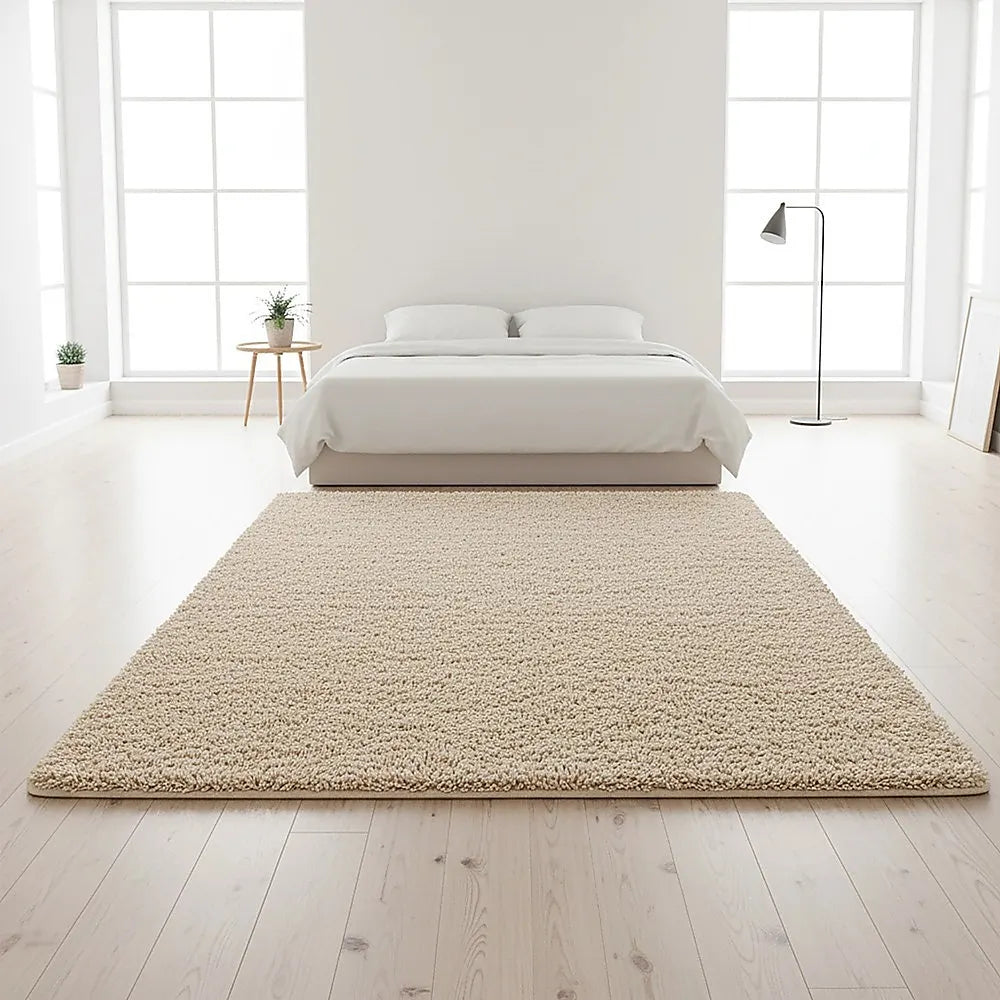 230x160cm Floor Rugs Large Shaggy Rug Area Carpet Bedroom Living Room Mat - Beige - Image 5