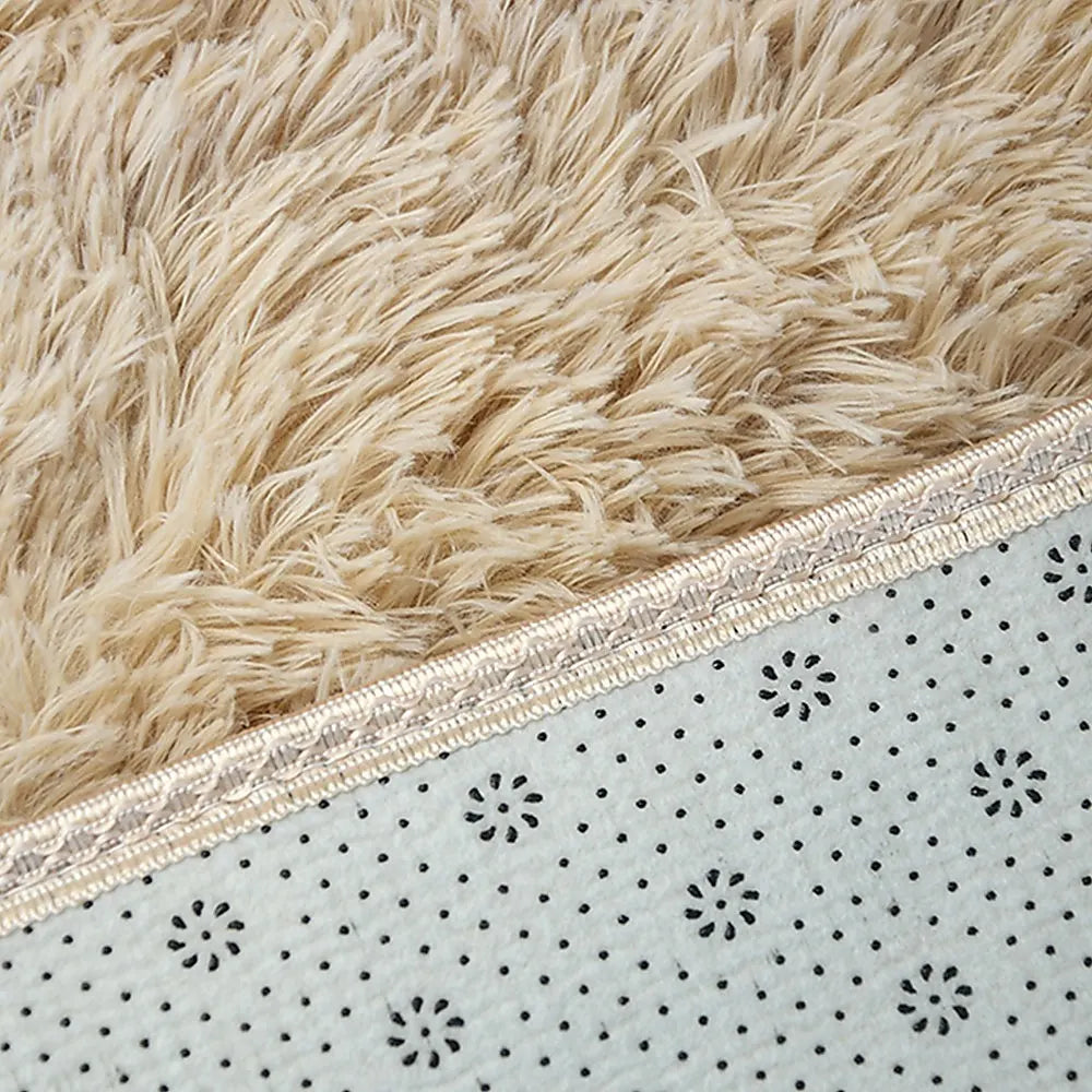 230x160cm Floor Rugs Large Shaggy Rug Area Carpet Bedroom Living Room Mat - Beige - Image 8