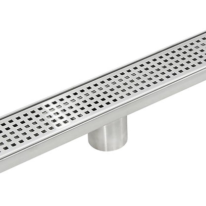 900mm Bathroom Shower Stainless Steel Grate Drain w/Centre outlet Floor Waste Square Pattern - Image 4