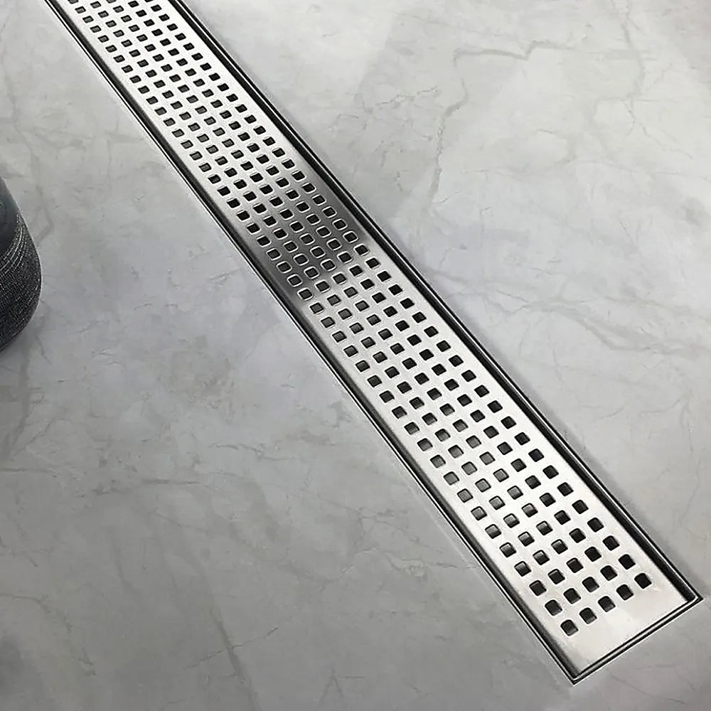 1000mm Bathroom Shower Stainless Steel Grate Drain w/Centre outlet Floor Waste Square Pattern - Image 2