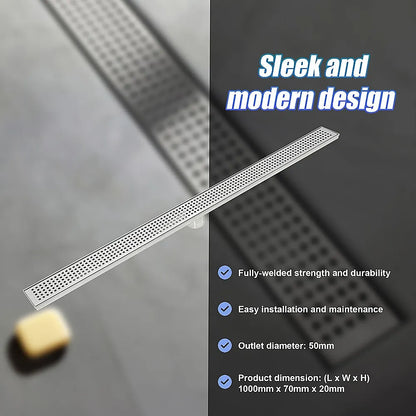 1000mm Bathroom Shower Stainless Steel Grate Drain w/Centre outlet Floor Waste Square Pattern - Image 8