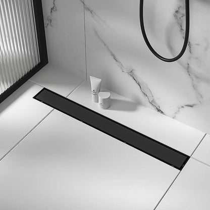 1000mm Tile Insert Bathroom Shower Black Grate Drain w/Centre outlet Floor Waste - Image 4