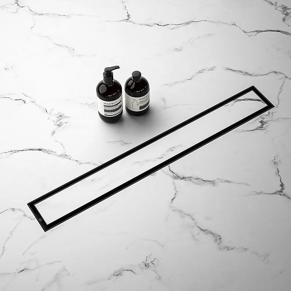 1000mm Tile Insert Bathroom Shower Black Grate Drain w/Centre outlet Floor Waste - Image 6