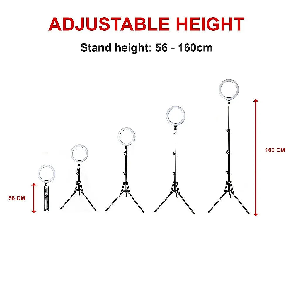 10" LED Selfie Ring Light with 1.6M Tripod Stand Phone Holder Photo Live Makeup - Image 8